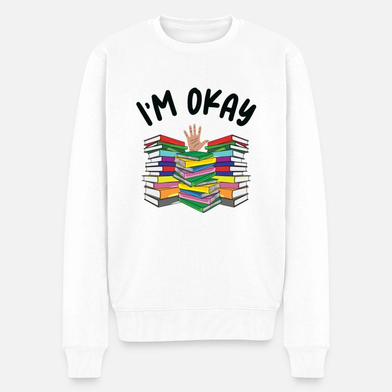Bücherwurm Lesen Literatur Bücherei Buch - Männer Premium Bio Pullover - Weiß