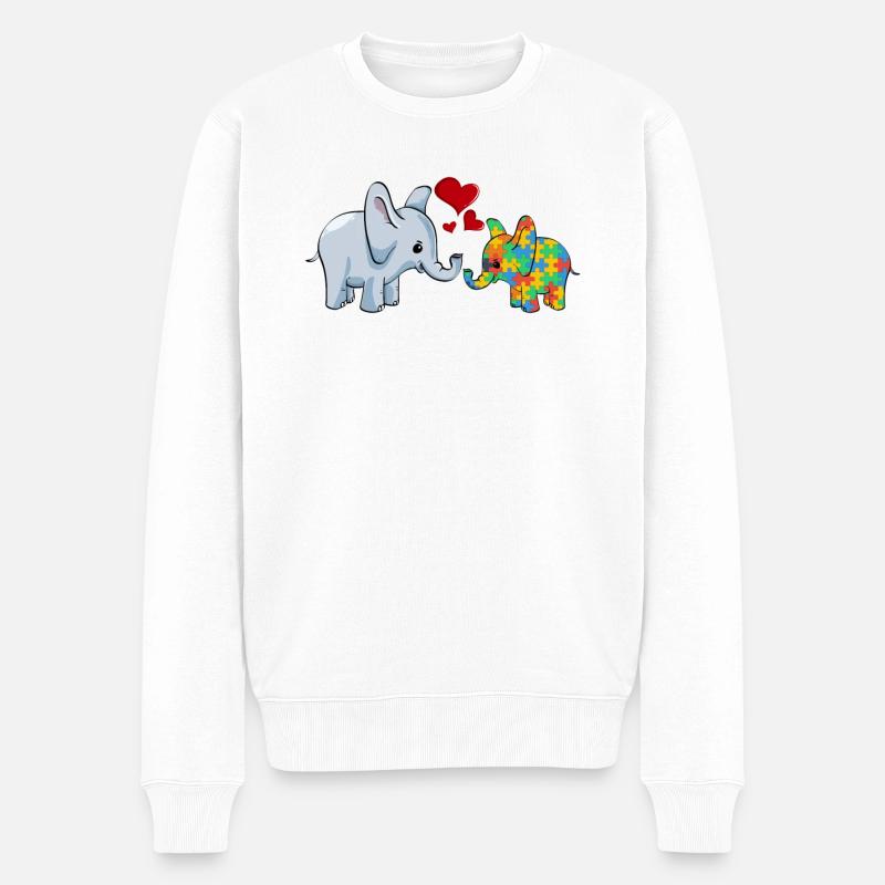 Autisme Éléphant Maman - Pull Premium bio Homme - blanc