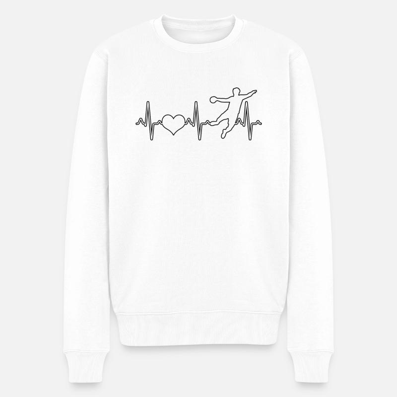 Handball Heartbeat - Pull Premium bio Homme - blanc