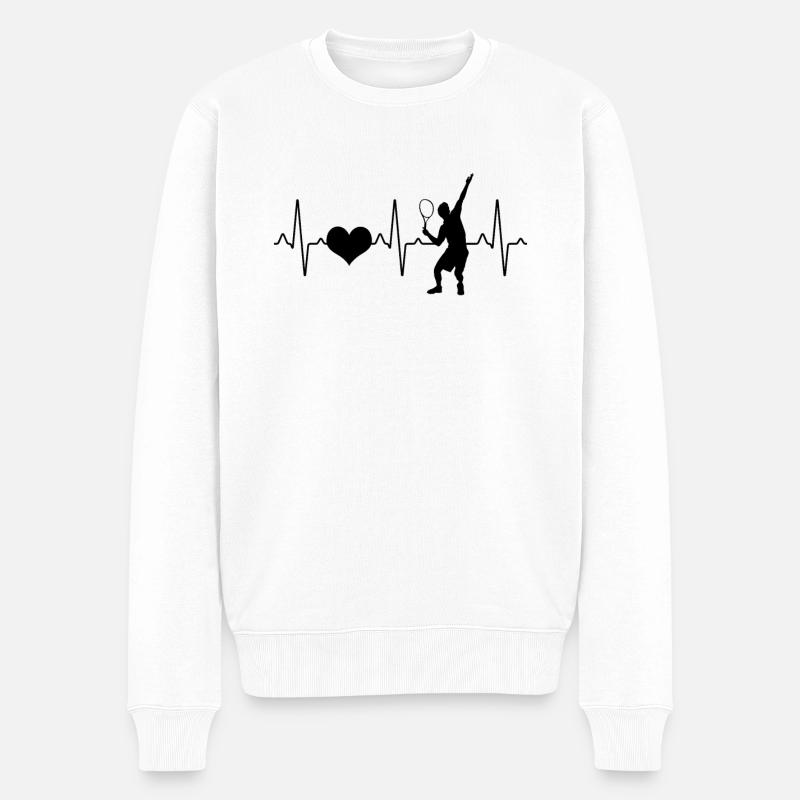 Tennis Herzschlag - Männer Premium Bio Pullover - Weiß