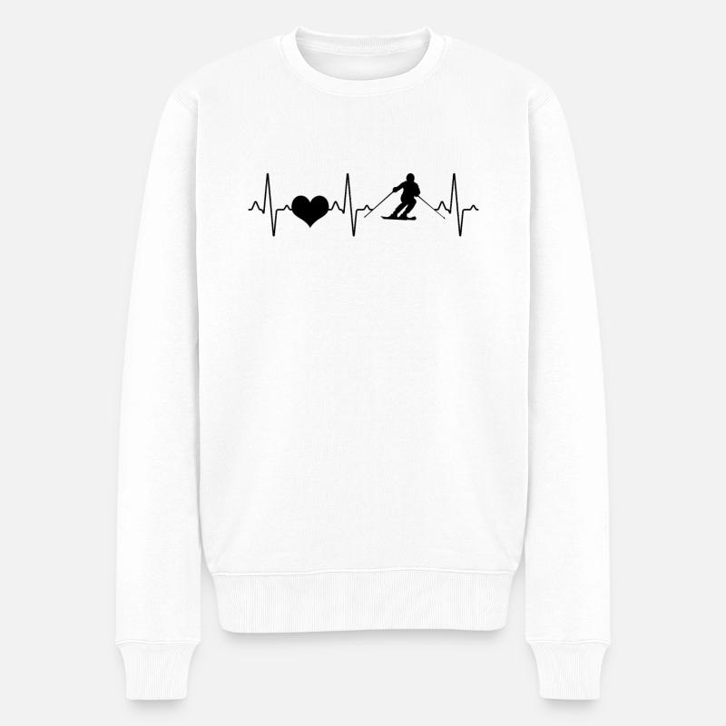 Ski Herzschlag - Männer Premium Bio Pullover - Weiß