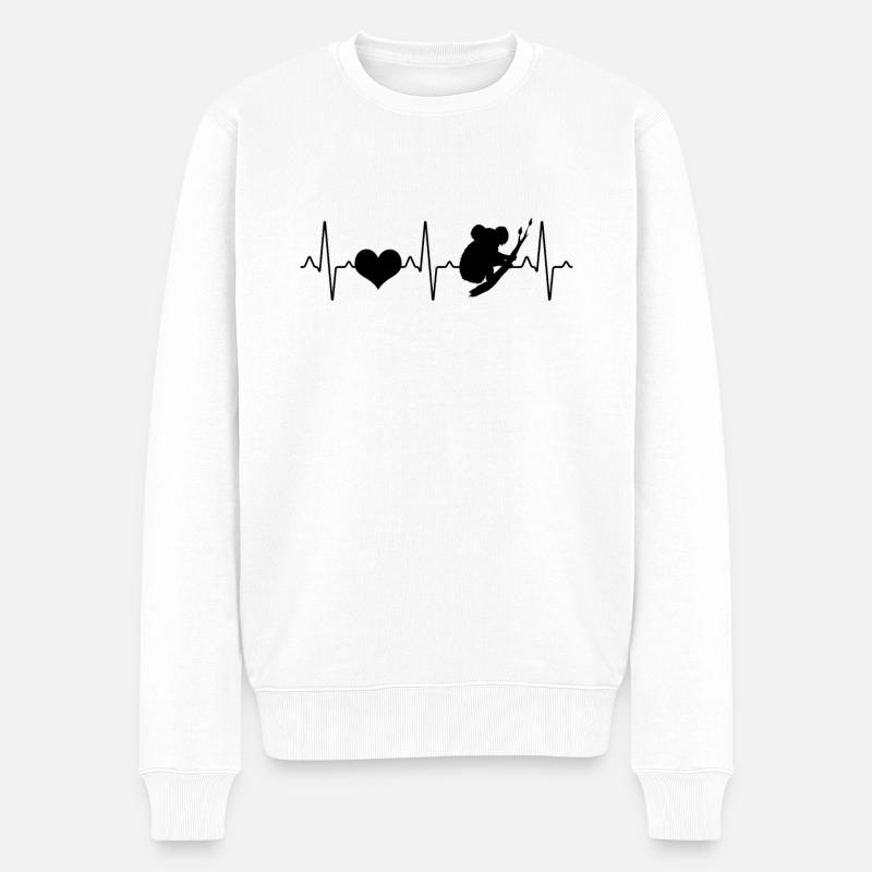 Koala Herzschlag - Männer Premium Bio Pullover - Weiß
