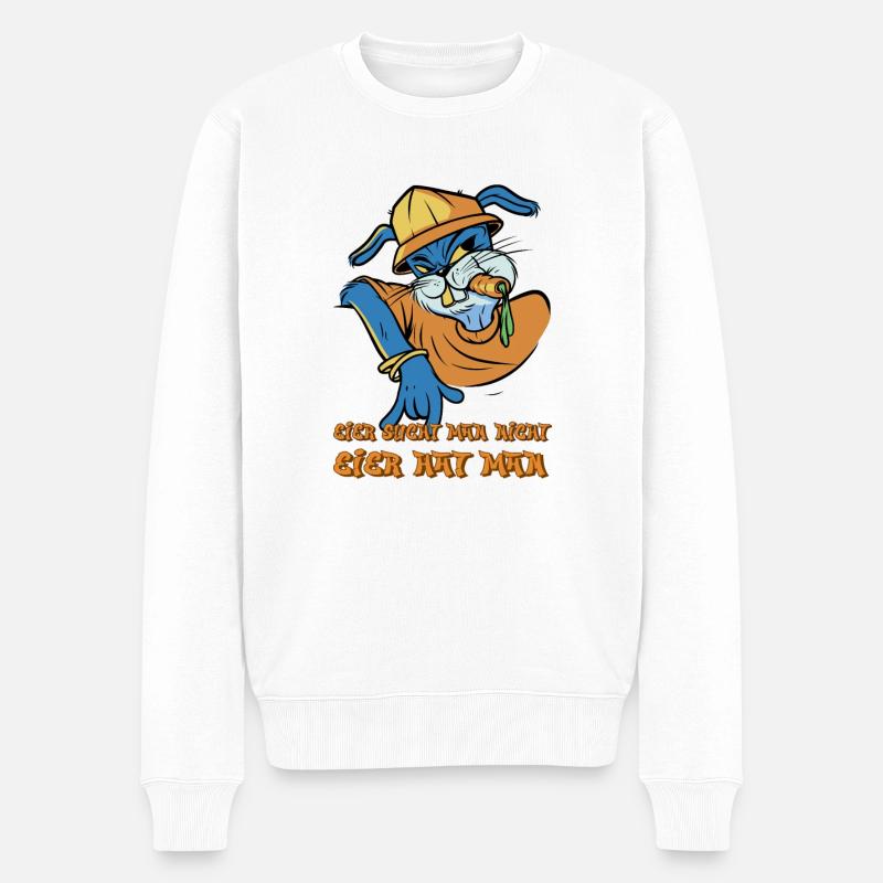 Eier such man nicht Eier hat man - Männer Premium Bio Pullover - Weiß