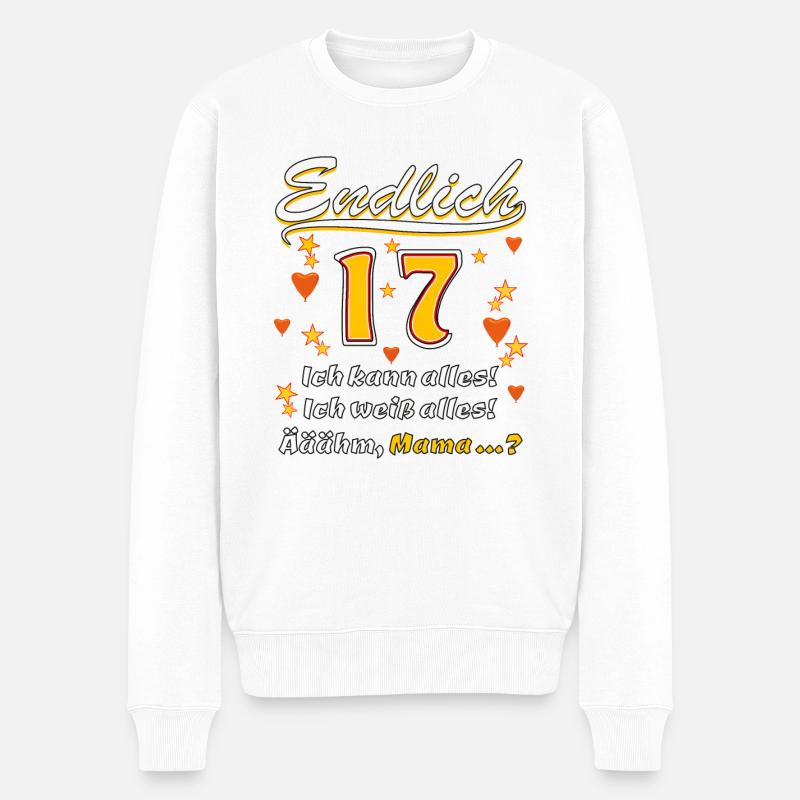 ENDLICH 17 - Männer Premium Bio Pullover - Weiß