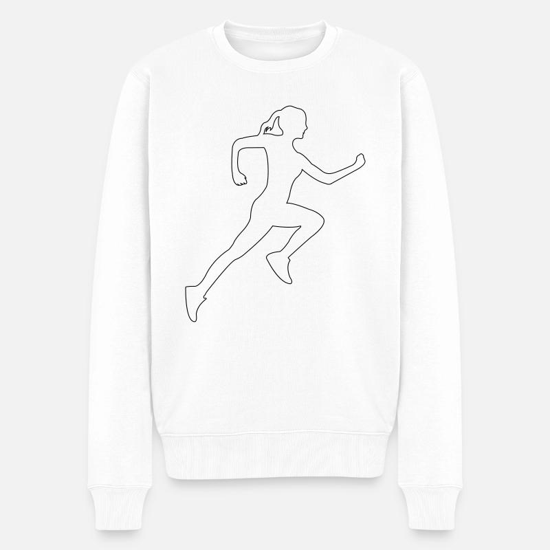 Läuferin - Männer Premium Bio Pullover - Weiß