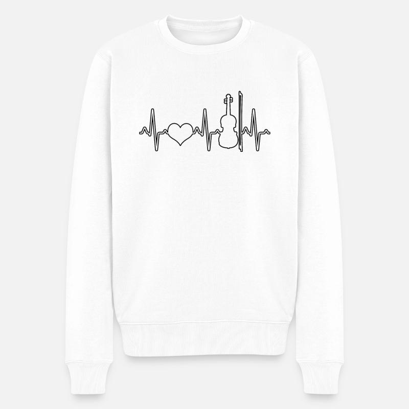Violon Violon Heartbeat - Pull Premium bio Homme - blanc