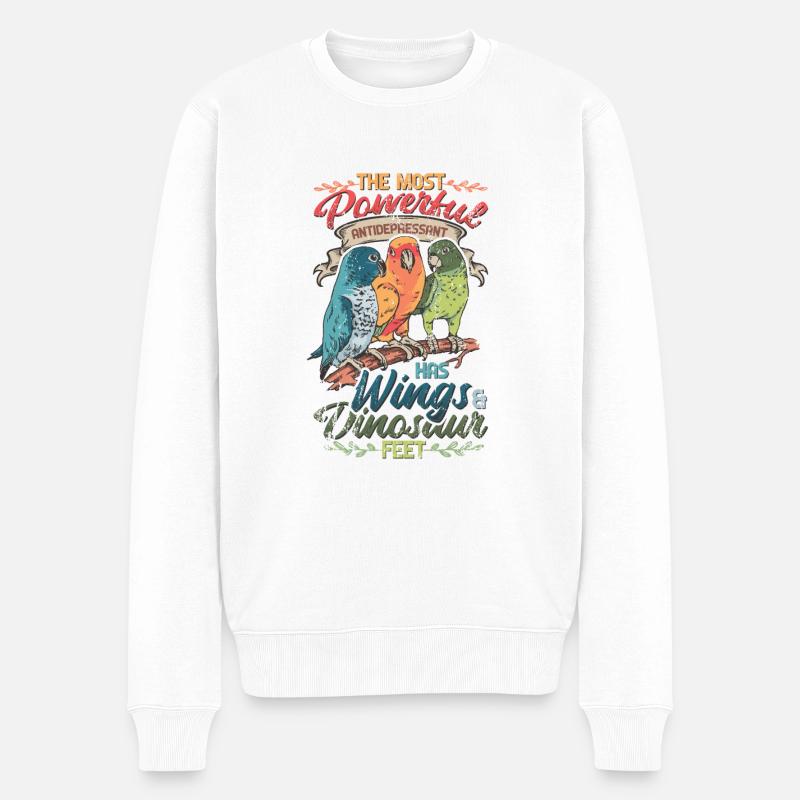 Papagei Dinosaurier Füße - Männer Premium Bio Pullover - Weiß