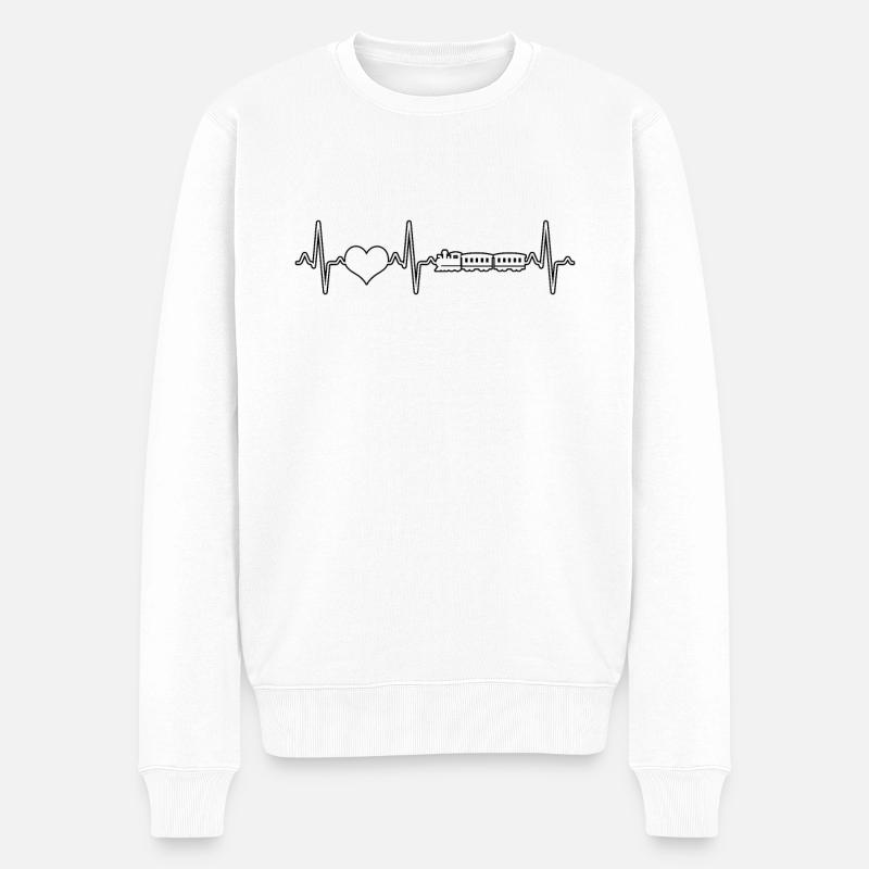 Zug Look Herzschlag - Männer Premium Bio Pullover - Weiß