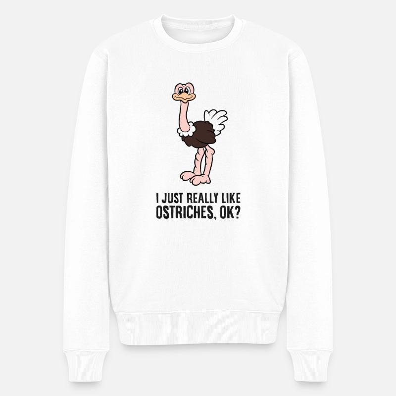 J’aime vraiment les autruches, d’accord, plus drôles - Pull Premium bio Homme - blanc