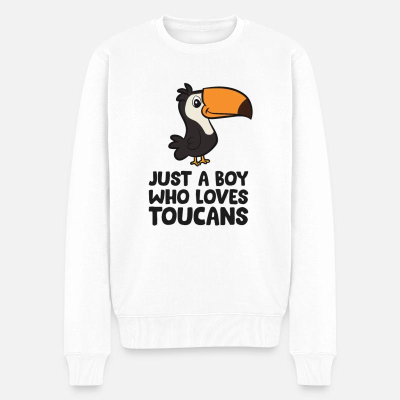 Nur ein Junge, der Tukane liebt Niedlicher - Männer Premium Bio Pullover - Weiß