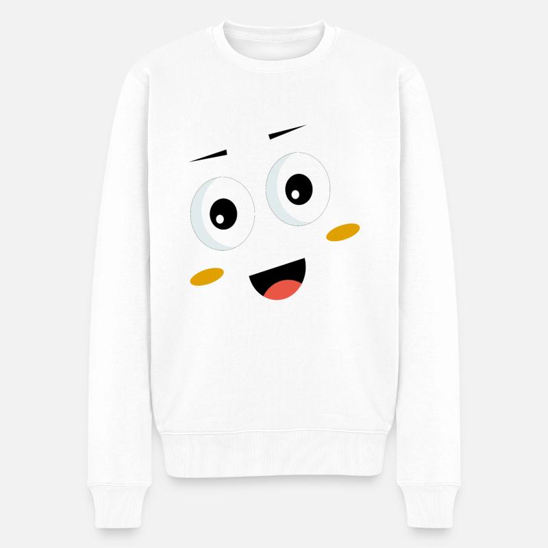 Lustiges Lächeln - Männer Premium Bio Pullover - Weiß