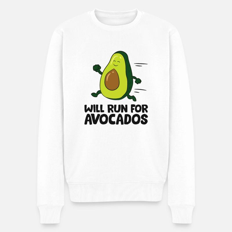 Will Run For Avocado Lustig Avocado Laufen - Männer Premium Bio Pullover - Weiß