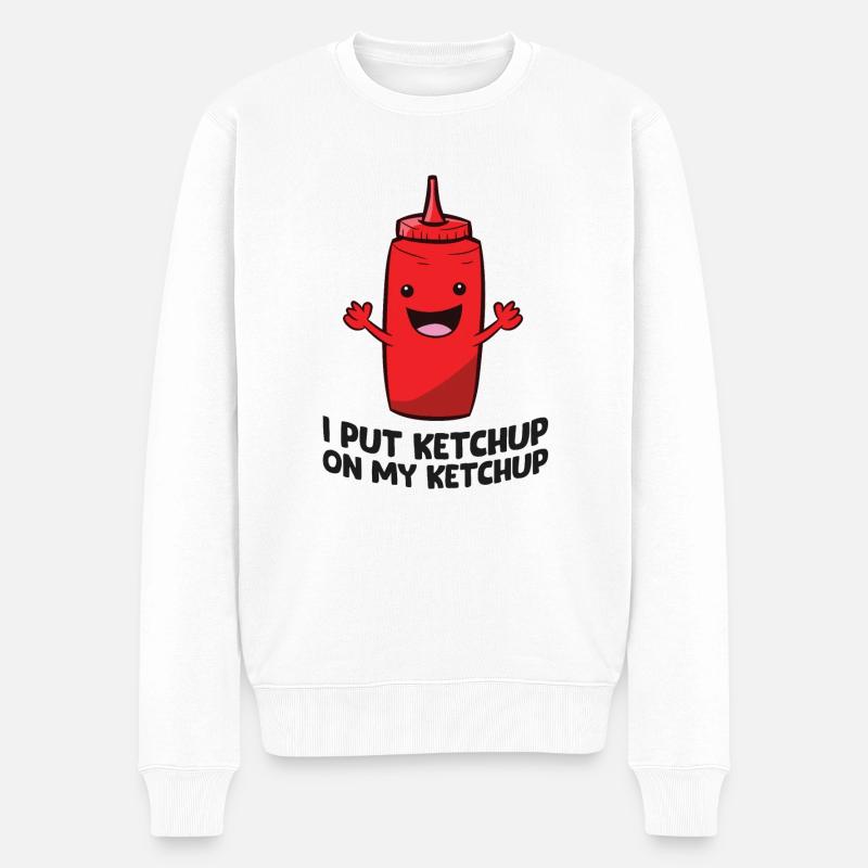 Ich mache Ketchup auf mein Ketchup - Männer Premium Bio Pullover - Weiß