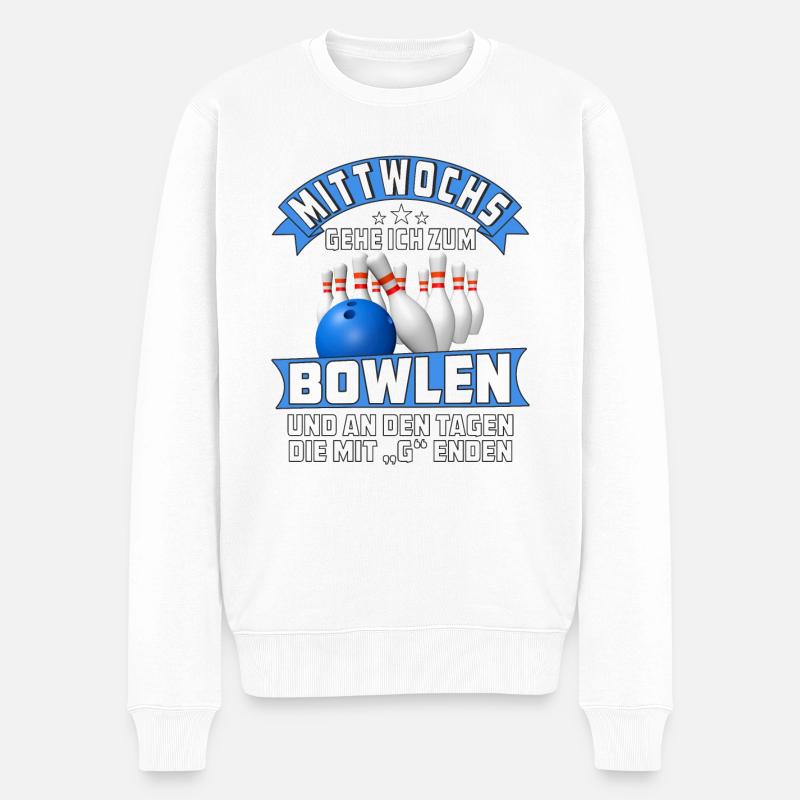 MITTWOCHS GEHE ICH ZUM BOWLEN - Männer Premium Bio Pullover - Weiß