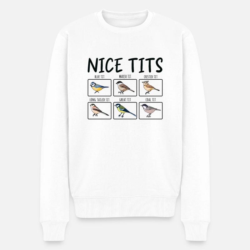 Meise Vogelbeobachtung Ornithologe Vogel - Männer Premium Bio Pullover - Weiß