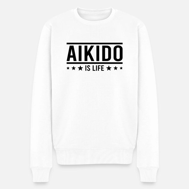Aikido Spruch - Männer Premium Bio Pullover - Weiß