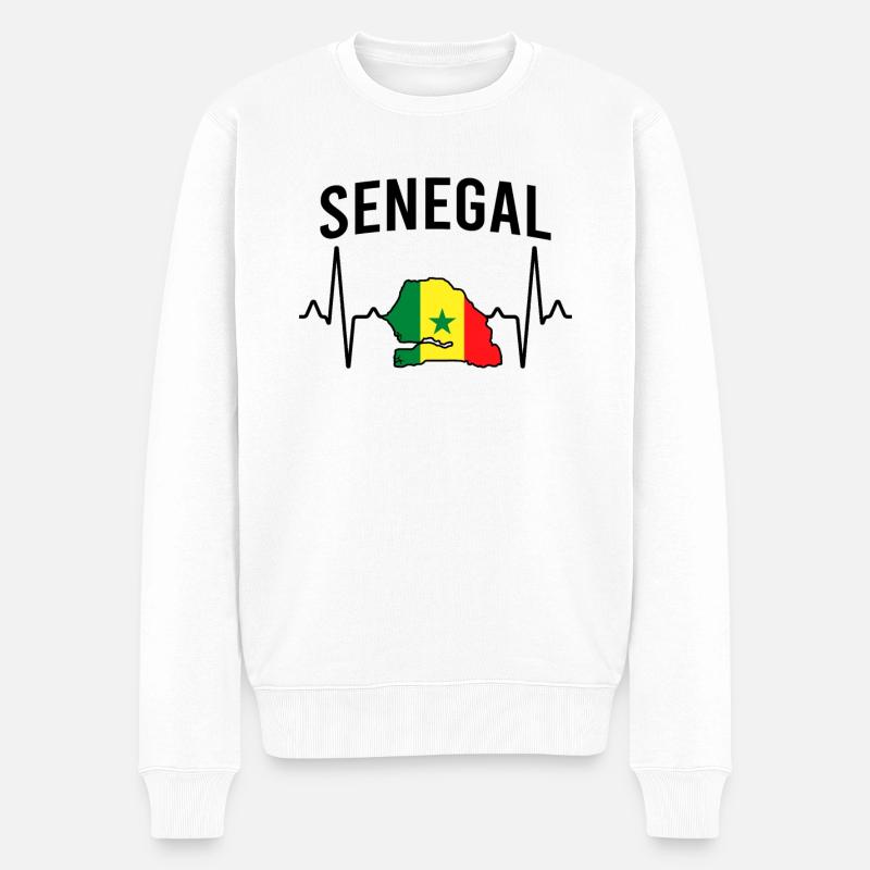 Senegal Herzschlag - Männer Premium Bio Pullover - Weiß