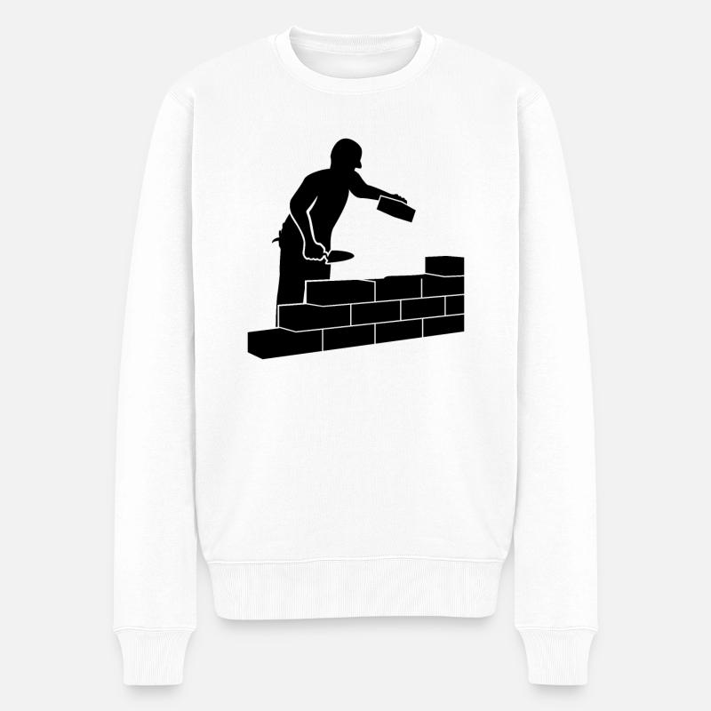 Maurer Bauhandwerker Beruf Ausbildung Geschenk - Männer Premium Bio Pullover - Weiß