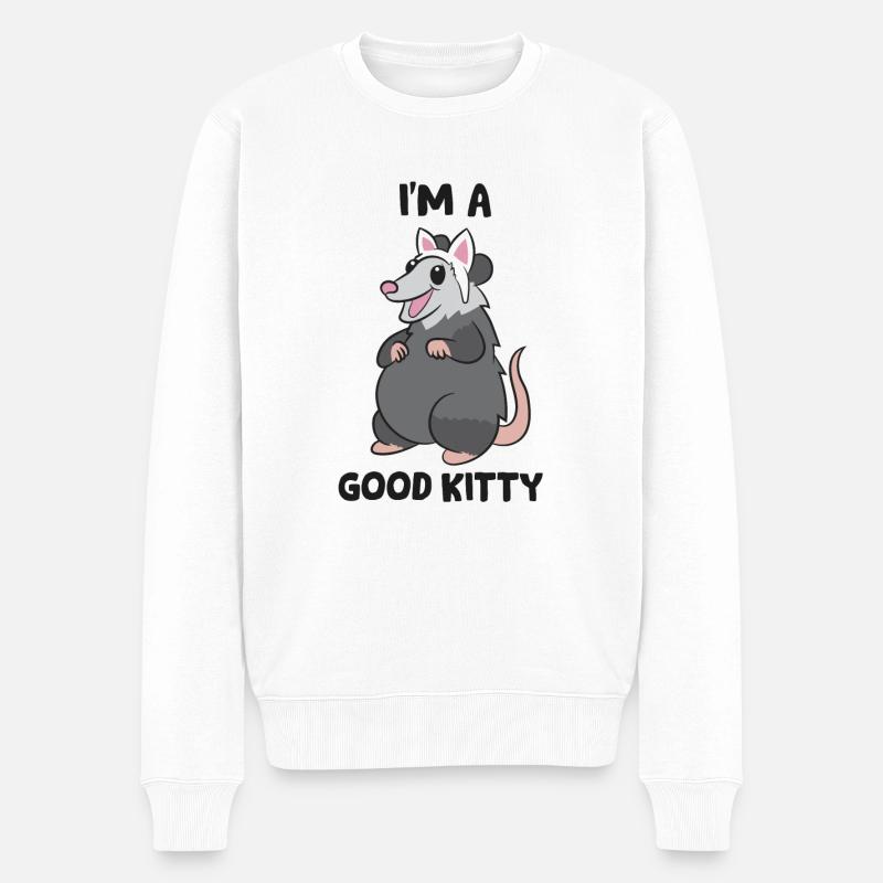 Opossum Pun Opossum Ich bin ein gutes Kätzchen - Männer Premium Bio Pullover - Weiß