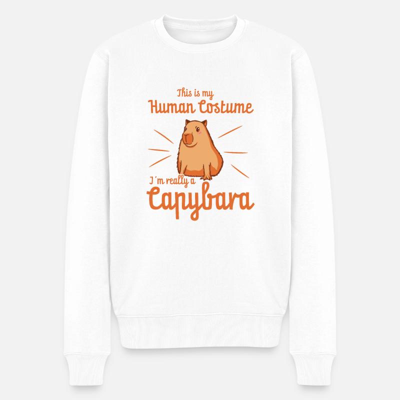 Capybara - Männer Premium Bio Pullover - Weiß