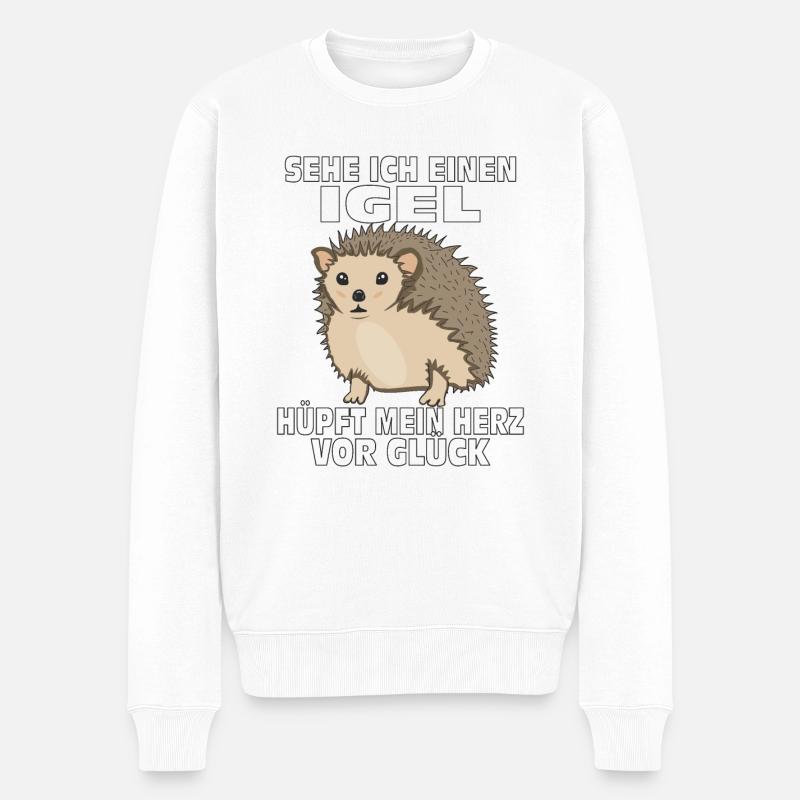 SEHE ICH EINEN IGEL - Männer Premium Bio Pullover - Weiß