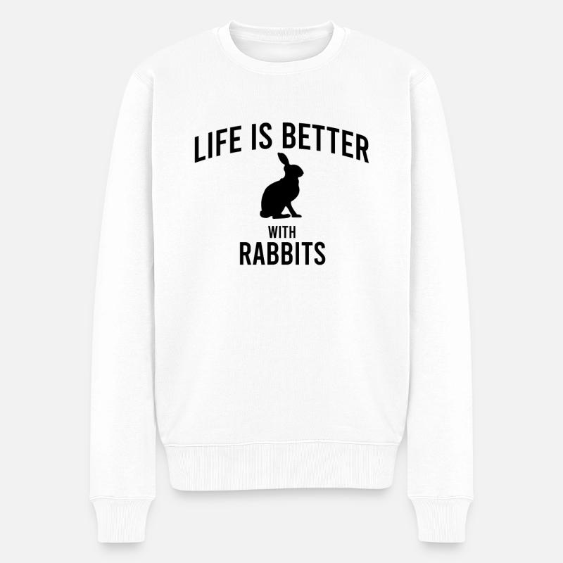 Hase Spruch - Männer Premium Bio Pullover - Weiß