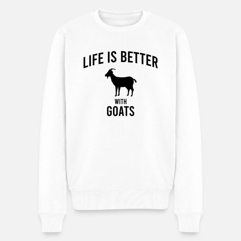 Ziege Spruch - Männer Premium Bio Pullover - Weiß