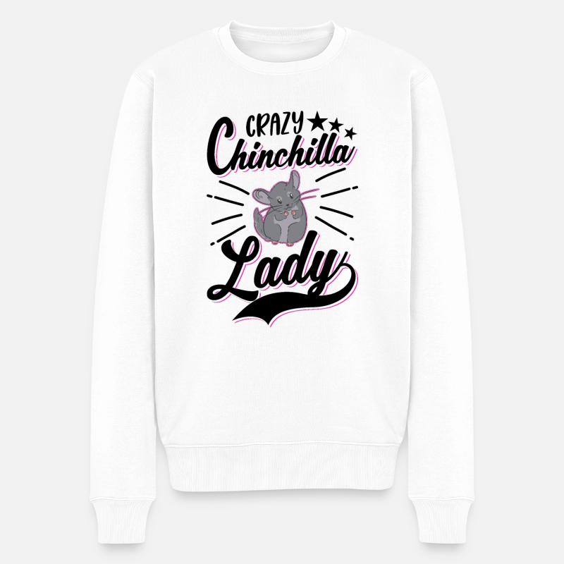 Crazy Chinchilla lady - Männer Premium Bio Pullover - Weiß
