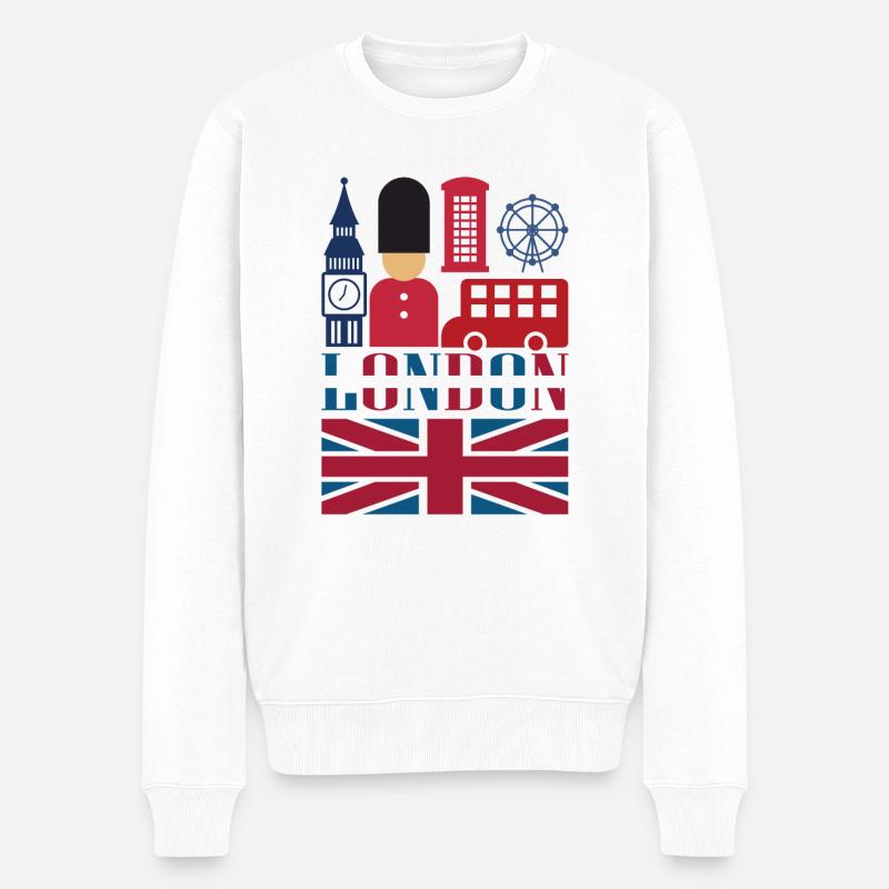London - Männer Premium Bio Pullover - Weiß