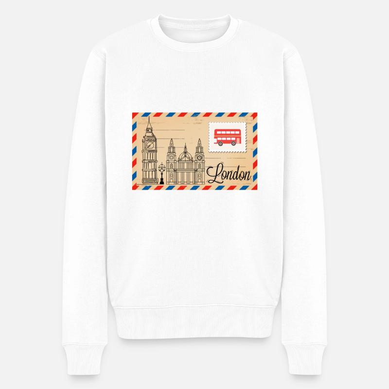 London - Männer Premium Bio Pullover - Weiß