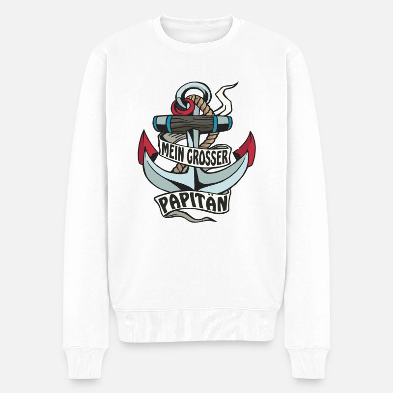 ANKER MEIN GROSSER PAPITÄN - Männer Premium Bio Pullover - Weiß