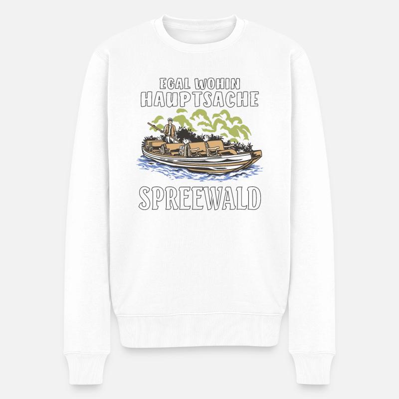 EGAL WOHIN HAUPTSACHE SPREEWALD - Männer Premium Bio Pullover - Weiß