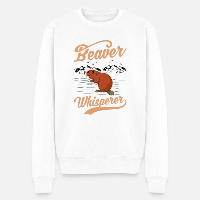 Beaver Whisperer Biberflüsterer - Männer Premium Bio Pullover - Weiß