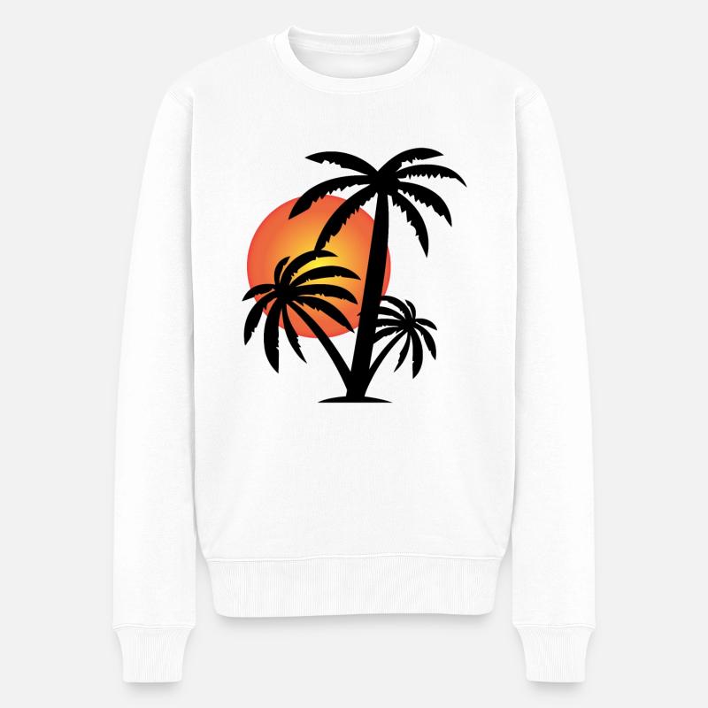 Palmen - Männer Premium Bio Pullover - Weiß
