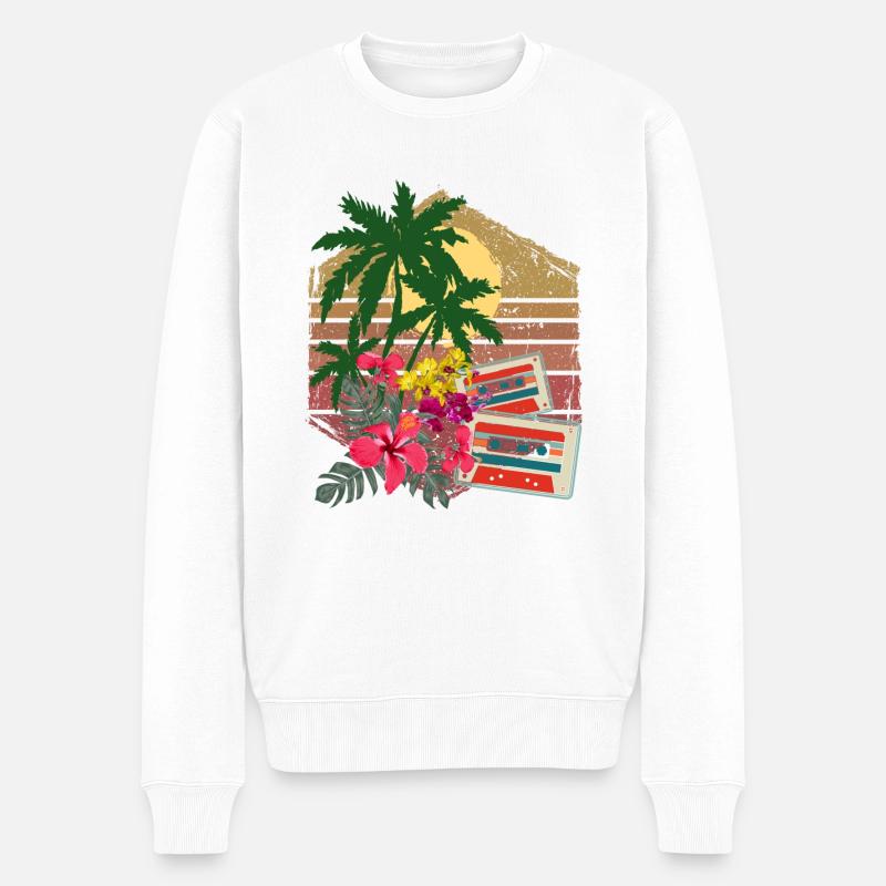 Palmiers - Pull Premium bio Homme - blanc
