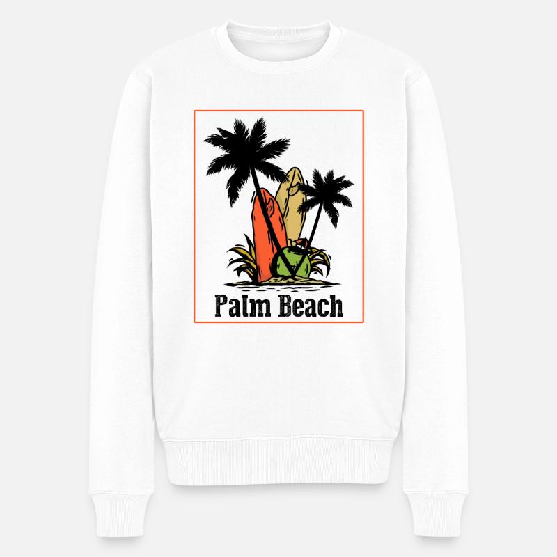 Palmiers - Pull Premium bio Homme - blanc