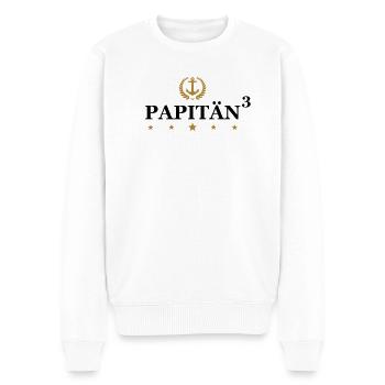 Papitän Vater 3 Kinder Zwillinge dreifacher Papa - Männer Premium Bio Pullover - Weiß - Vorne - Thijin (182cm)