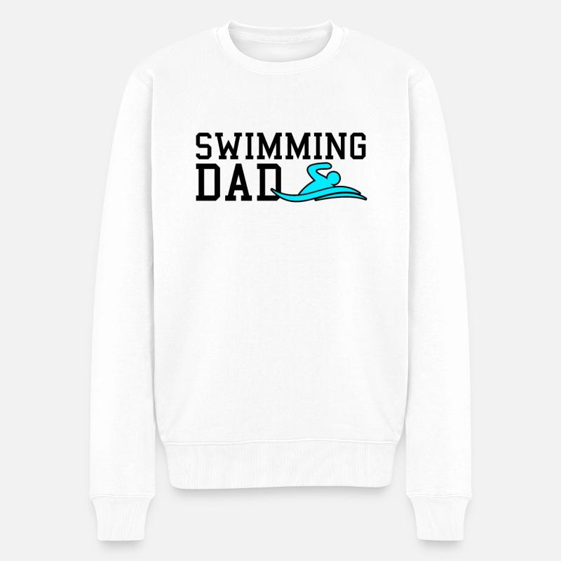 swimming dad - Männer Premium Bio Pullover - Weiß