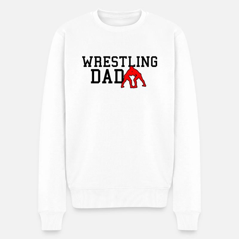 wrestling dad - Männer Premium Bio Pullover - Weiß