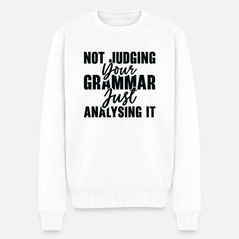 Englisch Grammatik Polizei Lehrer Student - Männer Premium Bio Pullover - Weiß