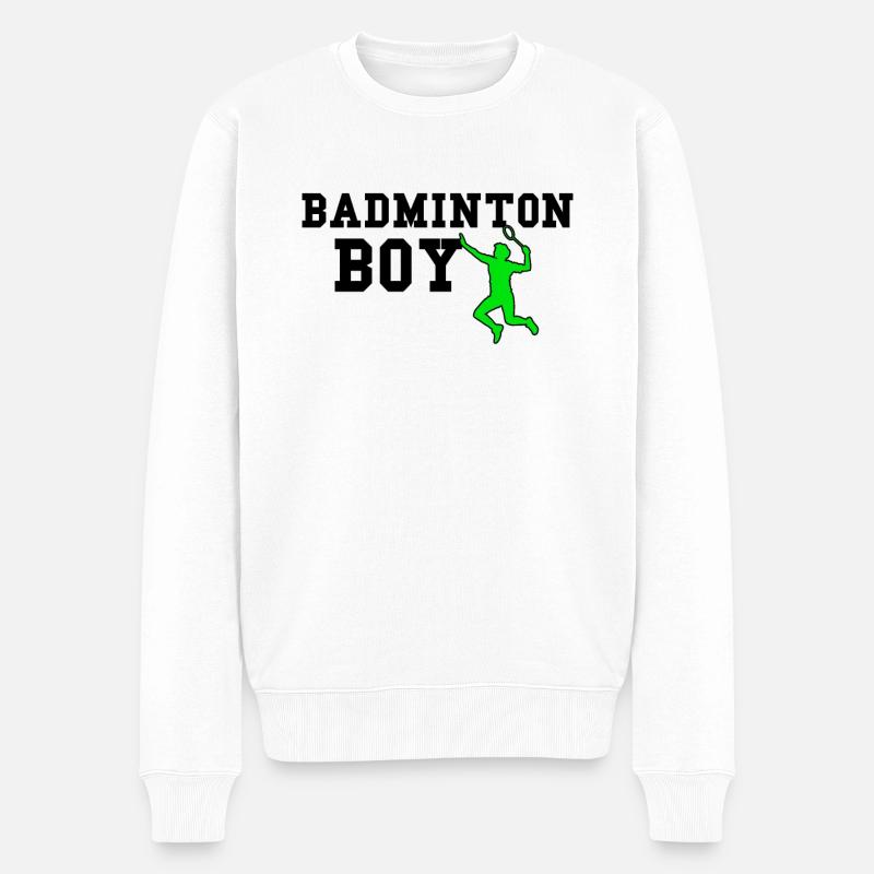 garçon de badminton - Pull Premium bio Homme - blanc