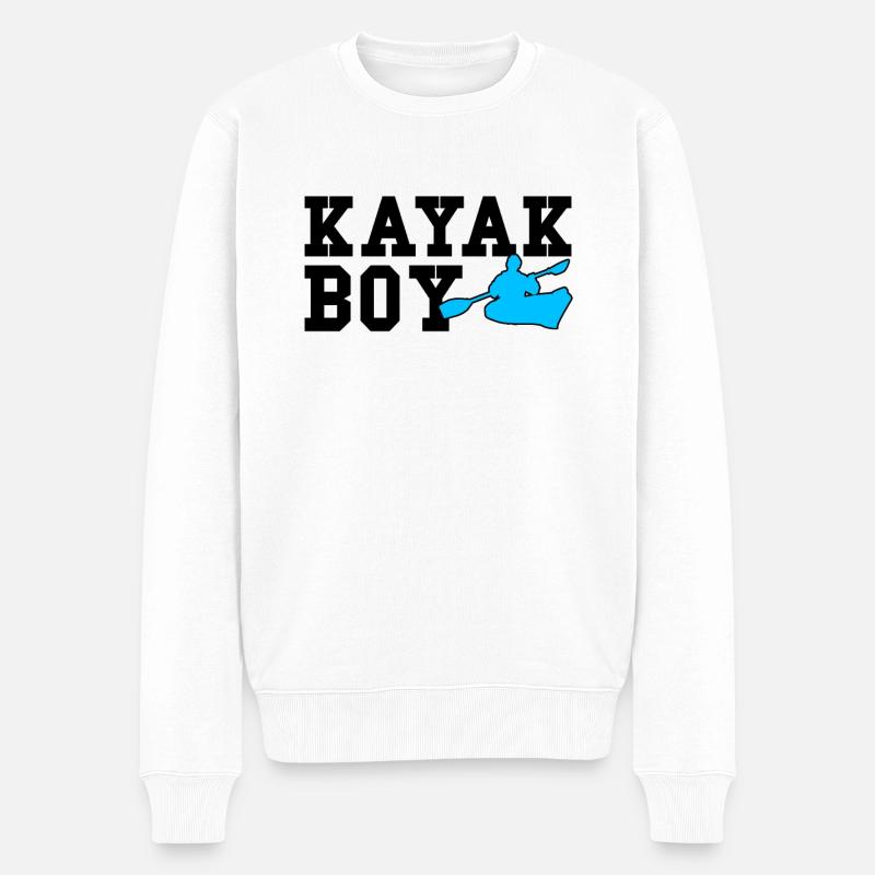 kayak boy - Männer Premium Bio Pullover - Weiß