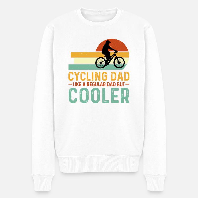Vatertag Regular Cycling Dad - Männer Premium Bio Pullover - Weiß