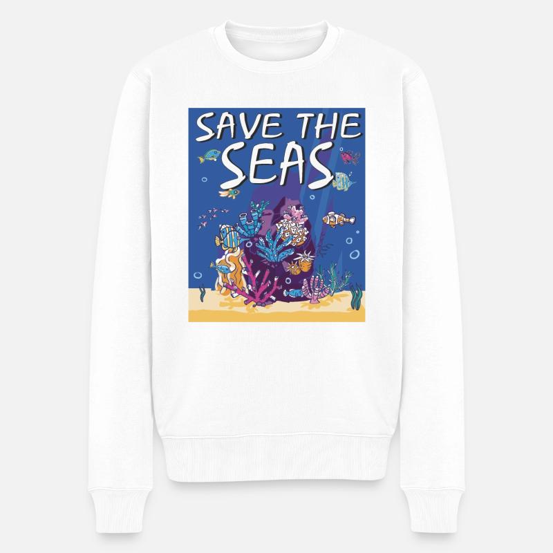 SAVE THE SEAS - Männer Premium Bio Pullover - Weiß