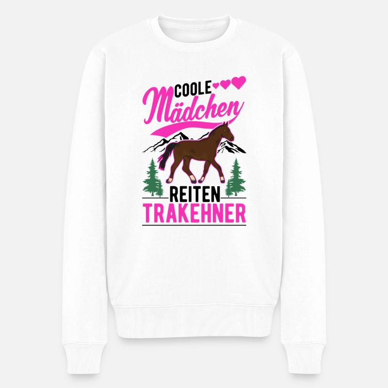 Coole Mädchen reiten Trakehner - Männer Premium Bio Pullover - Weiß
