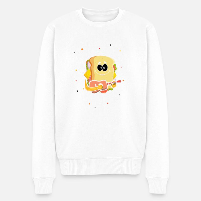 Gitarrist Gitarre Sandwich Musiker Guitar Essen - Männer Premium Bio Pullover - Weiß