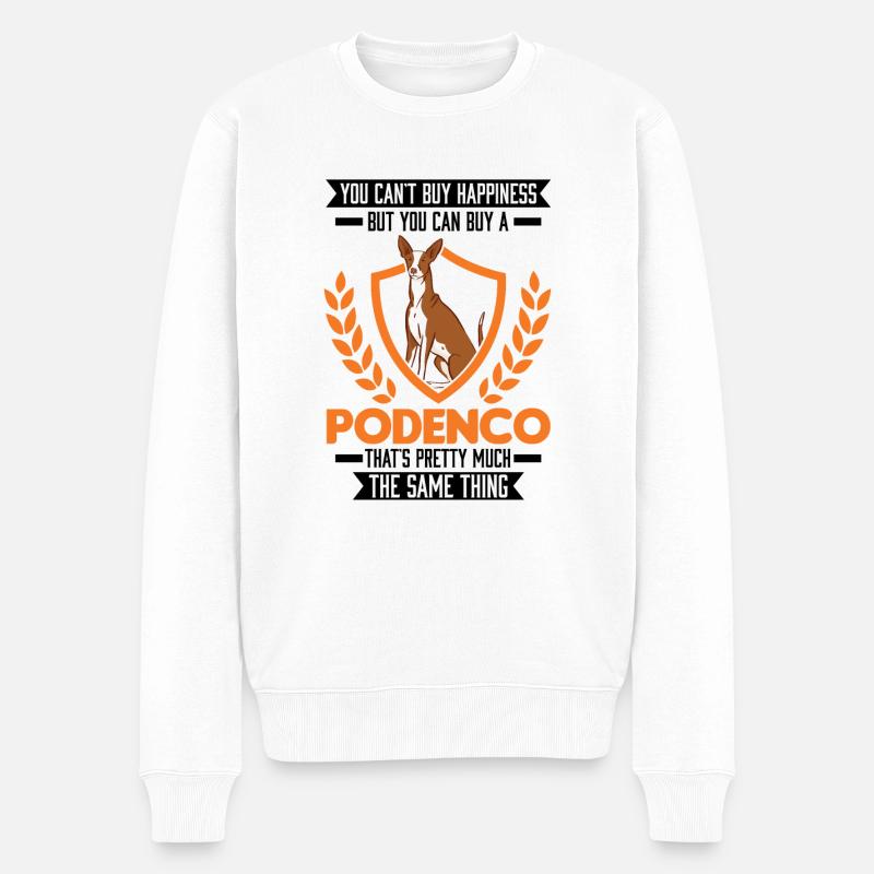 Podenco Cadeau Lévrier Espagnol - Pull Premium bio Homme - blanc
