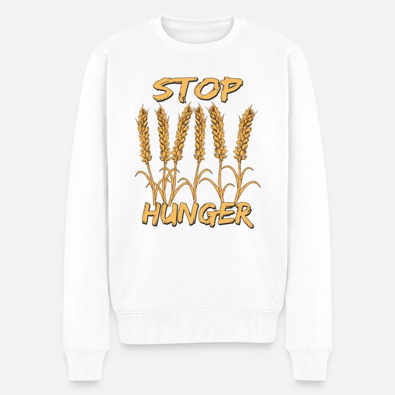 STOP HUNGER - Männer Premium Bio Pullover - Weiß