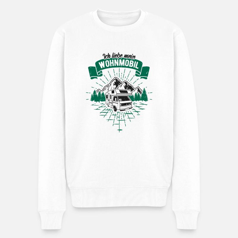 Ich liebe mein Wohnmobil Camping - Männer Premium Bio Pullover - Weiß