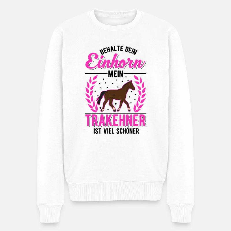 Trakehner Einhorn Trakehner Geschenk - Männer Premium Bio Pullover - Weiß